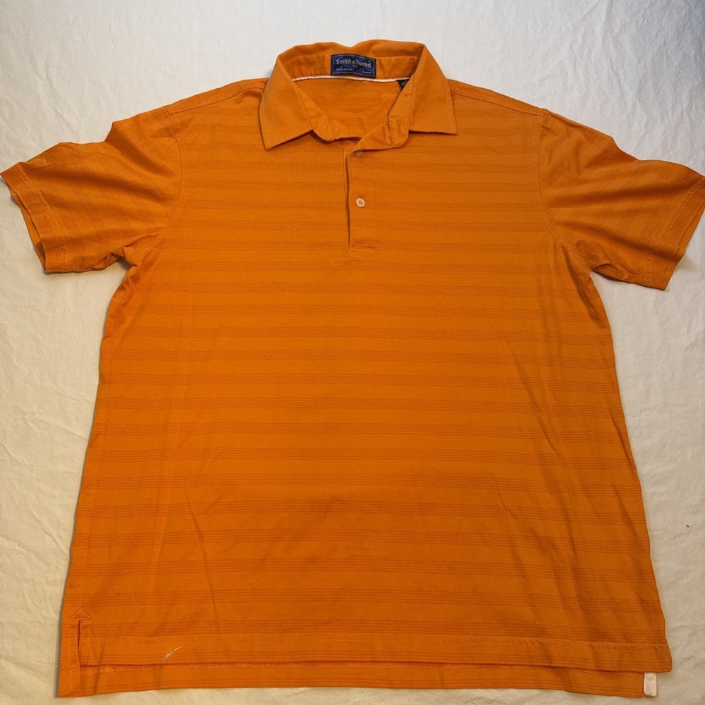 Smith & Tweed Men's MEDIUM  Polo Shirt   ORANGE 100% Pima cotton EUC - Picture 2 of 7